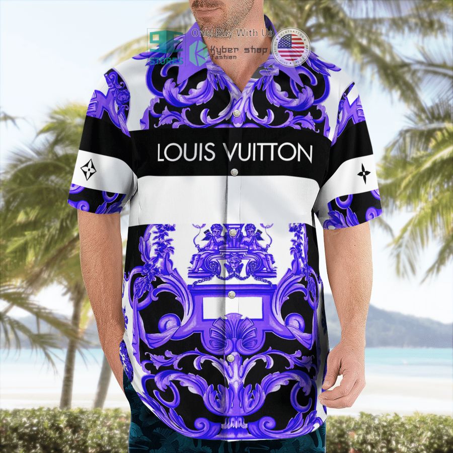louis vuitton white purple hawaii shirt shorts 2 40138