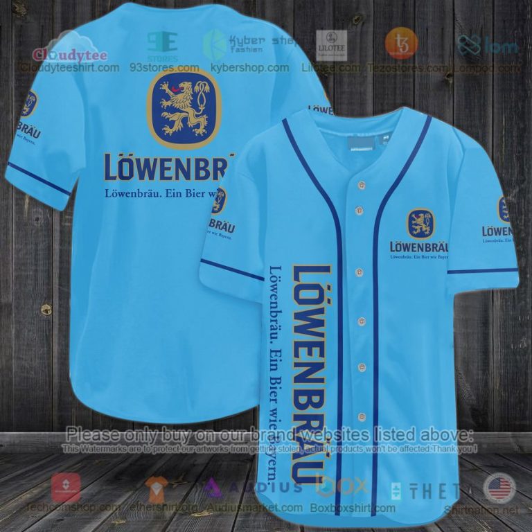 lowenbrau brewery logo blue baseball jersey 1 80348