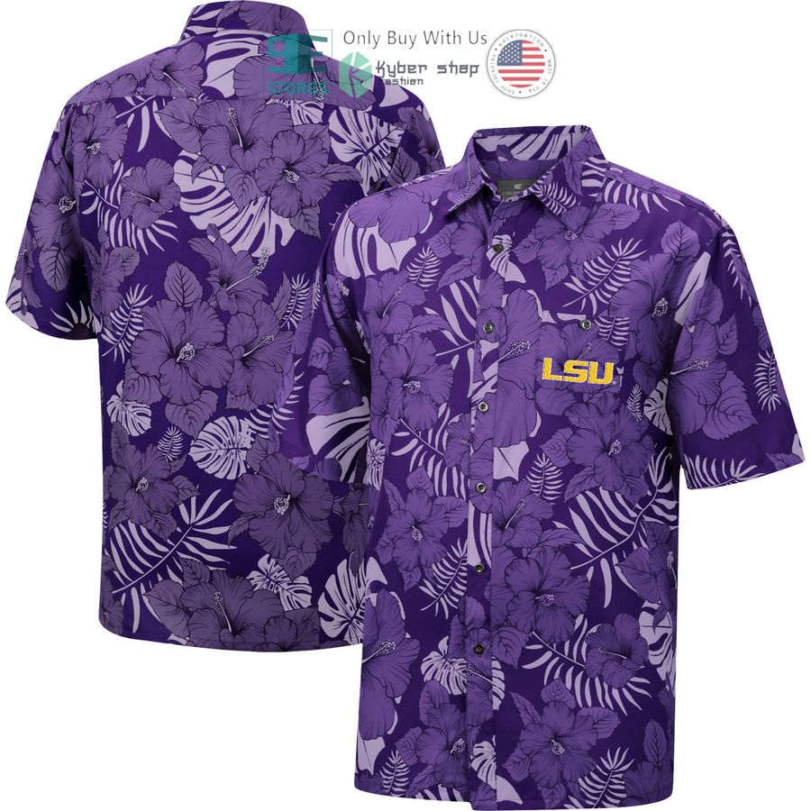lsu tigers colosseum the dude camp purple hawaiian shirt 1 639
