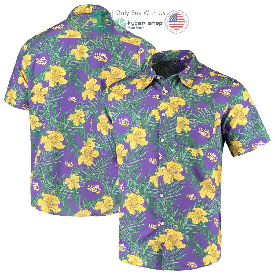 lsu tigers floral purple hawaiian shirt 1 53412