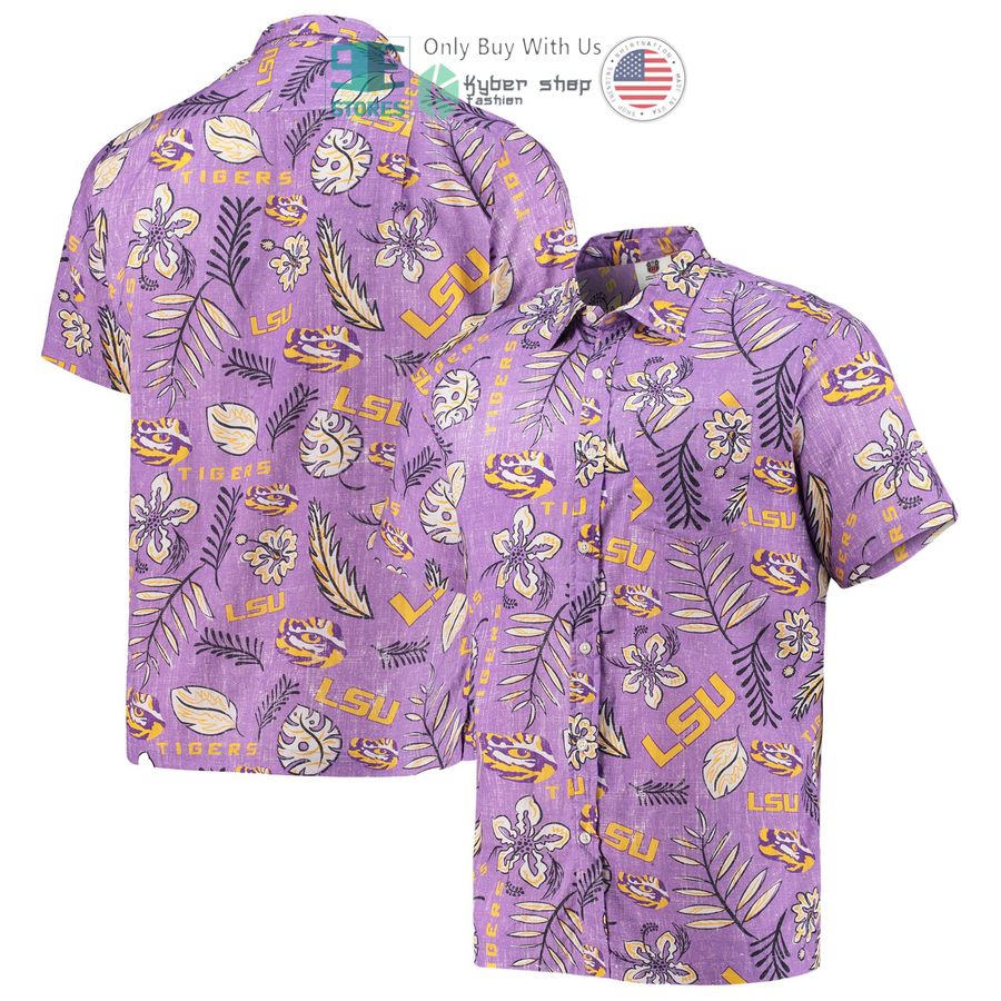 lsu tigers wes willy vintage floral purple hawaiian shirt 1 32360