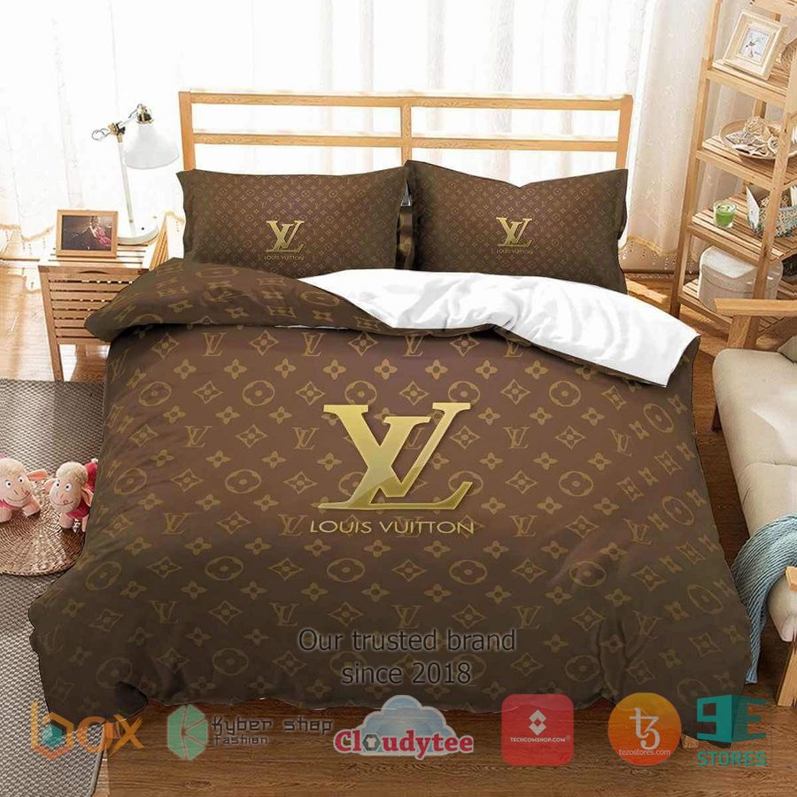 luxury french fashion louis vuitton brown bedding set 1 61744