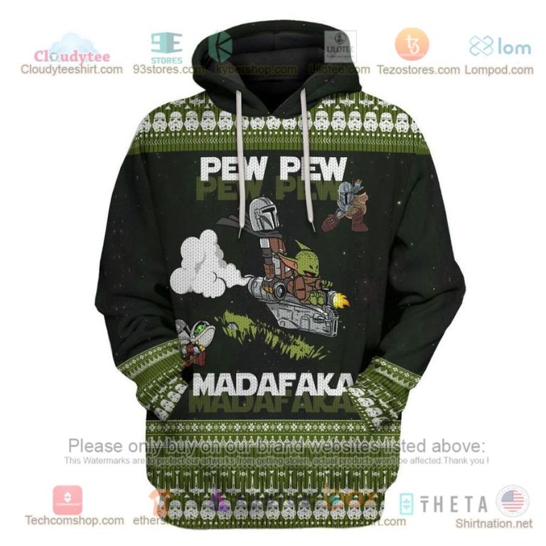 mando and baby yoda pew pew madafaka star war 3d hoodie 1 16149