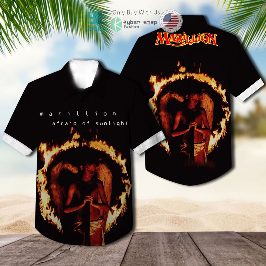 marillion band afraid of sunlight album cover black hawaiian shirt 1 23115
