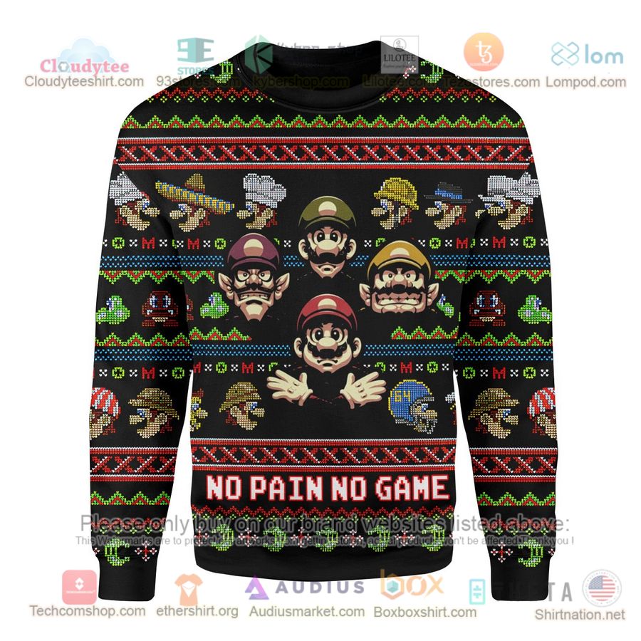 mario no pain no game black sweatshirt sweater 2 59779