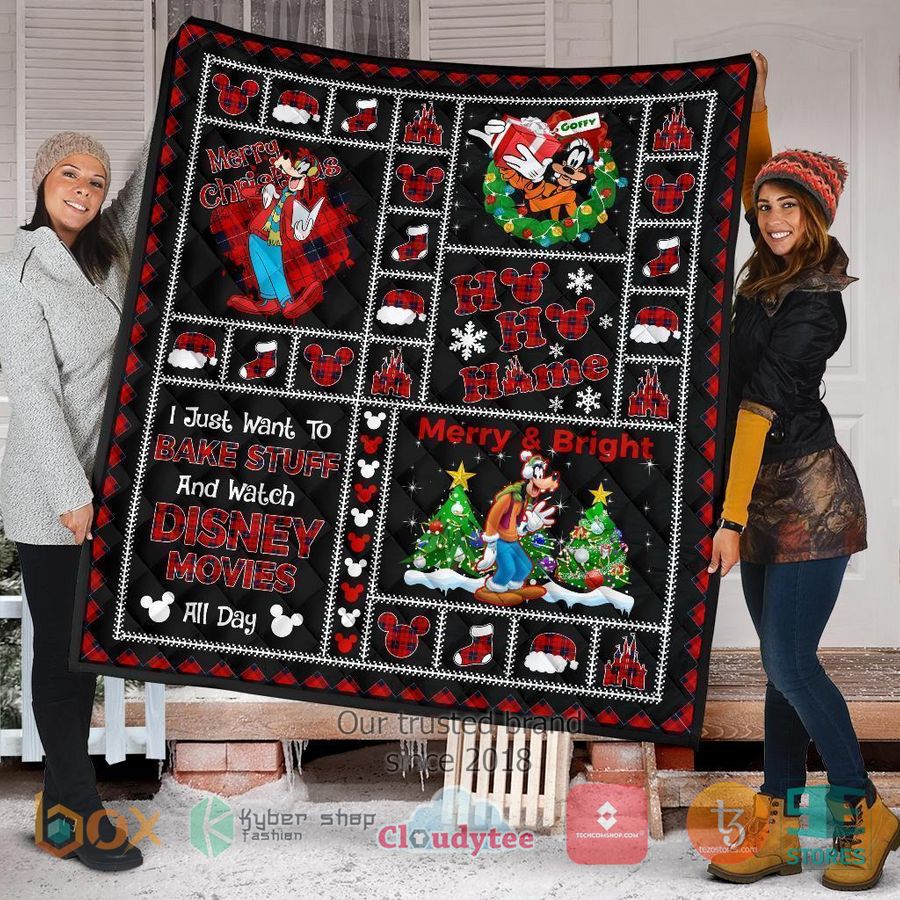 merry christmas goofy xmas disney quilt blanket 1 5405
