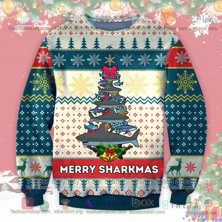merry sharkmas christmas tree sweatshirt sweater 1 66957