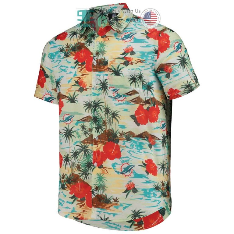 miami dolphins foco paradise floral cream hawaiian shirt 2 81594