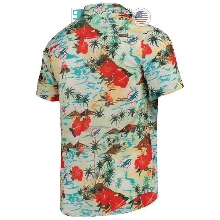 miami dolphins foco paradise floral cream hawaiian shirt 3 57990