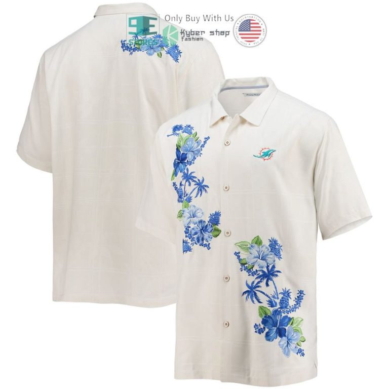 miami dolphins tommy bahama azule oasis cream hawaiian shirt 1 50792