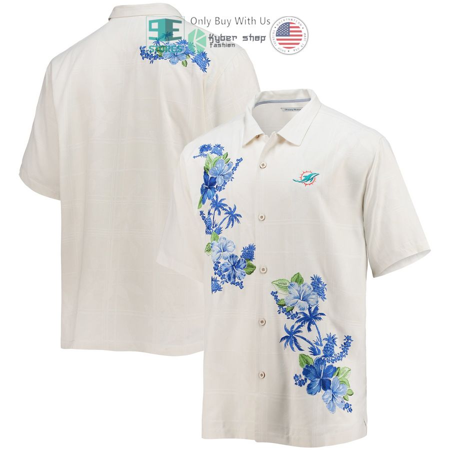 miami dolphins tommy bahama azule oasis cream hawaiian shirt 1 50792