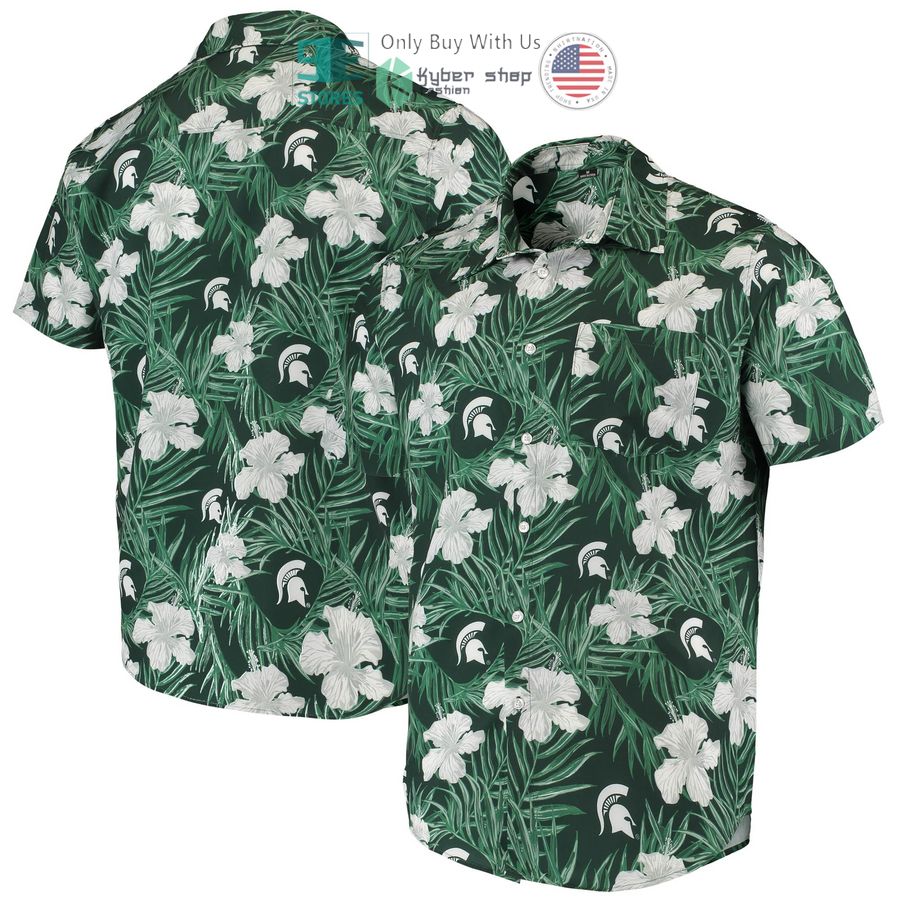 michigan state spartans floral green hawaiian shirt 1 57133
