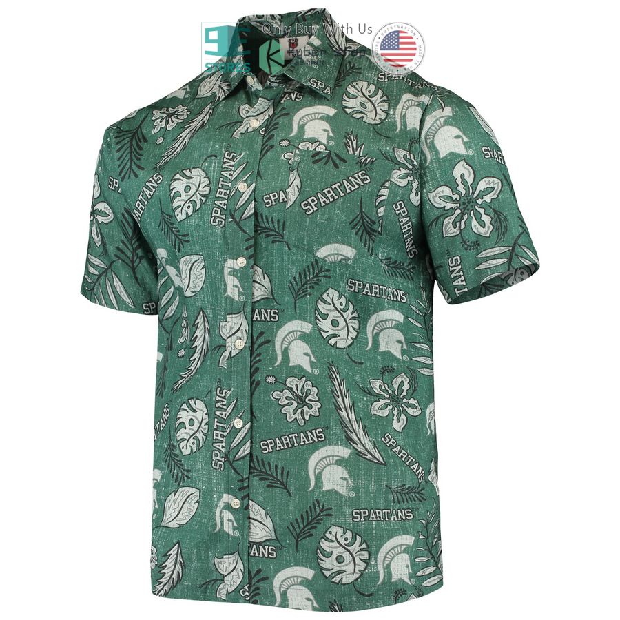 michigan state spartans wes willy vintage floral green hawaiian shirt 2 45843