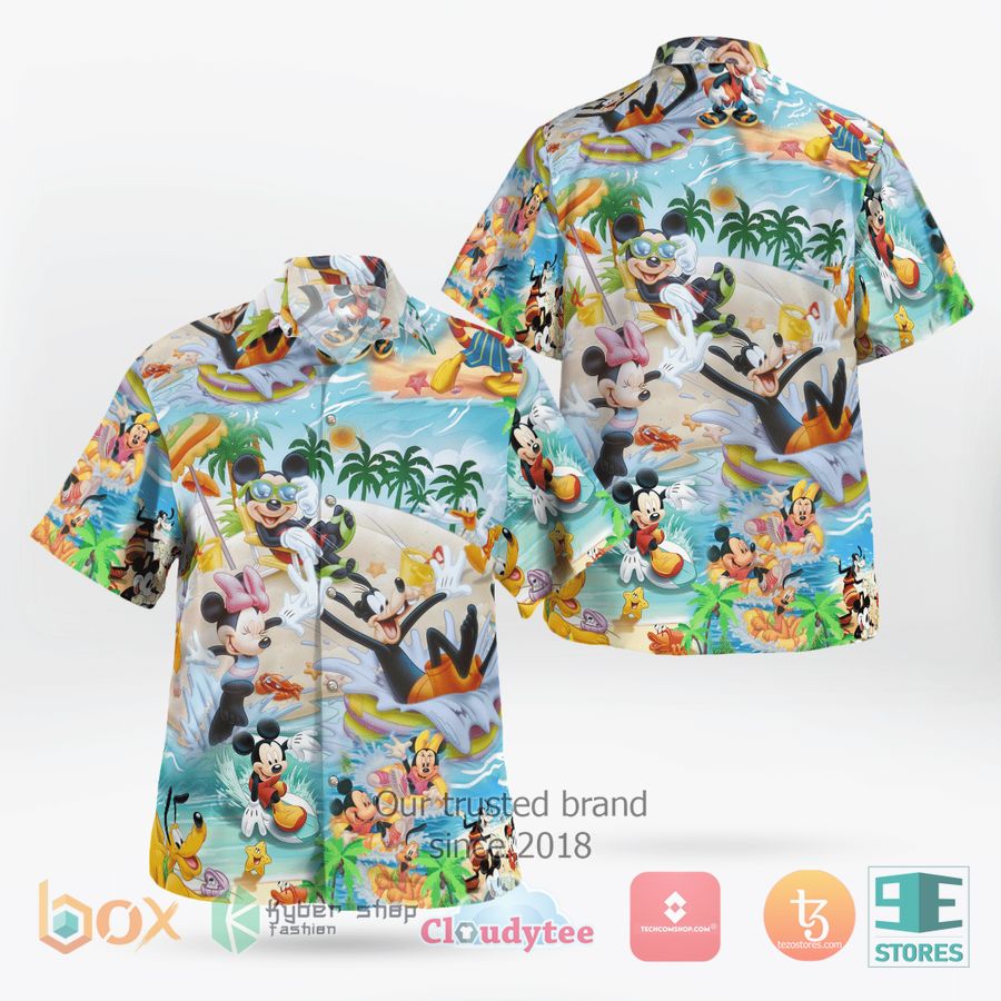 mickey mouse and friends beach hawaiian shirt shorts 1 3631