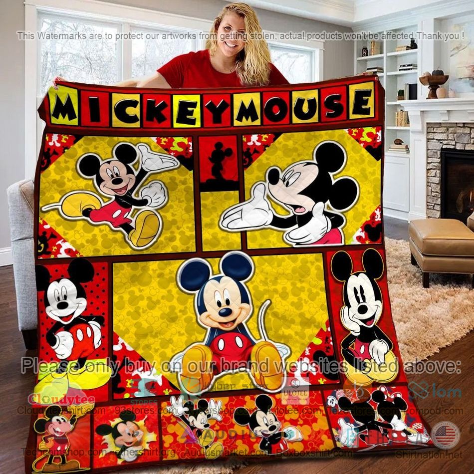 mickey mouse heart yellow red quilt 1 36299