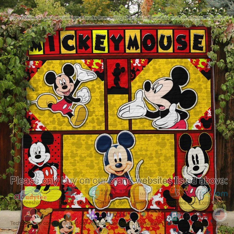 mickey mouse heart yellow red quilt 2 83510
