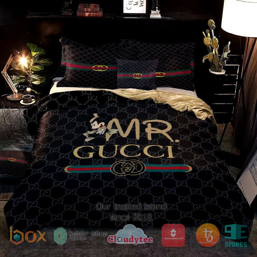 mickey mouse mr gucci black pattern bedding set 1 44378
