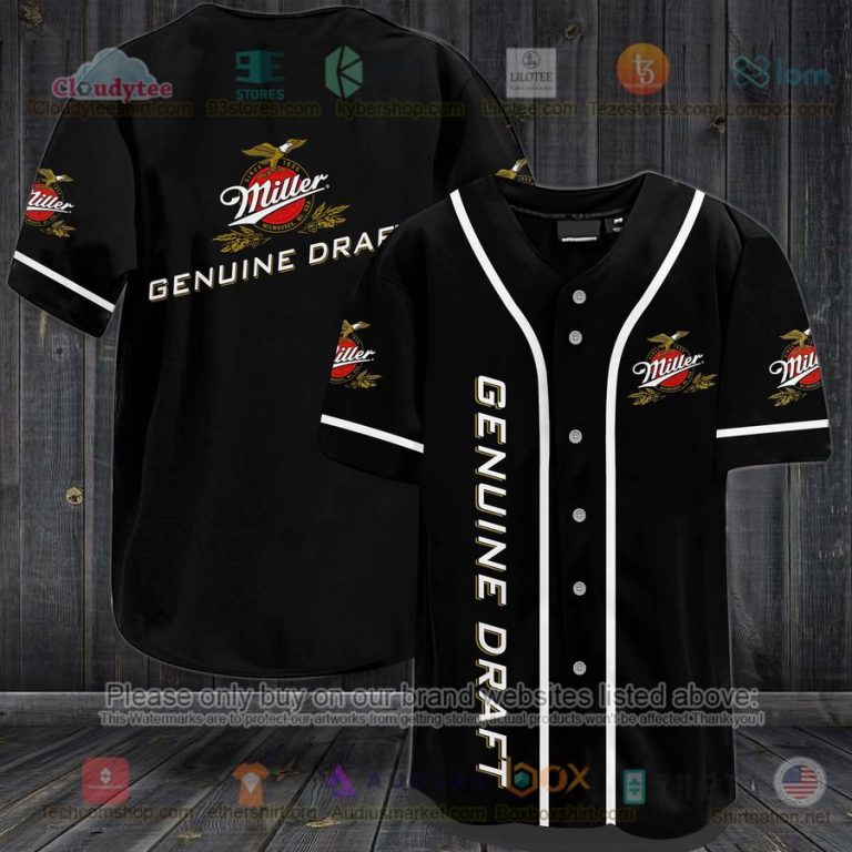 miller genuine draft black baseball jersey 1 20407