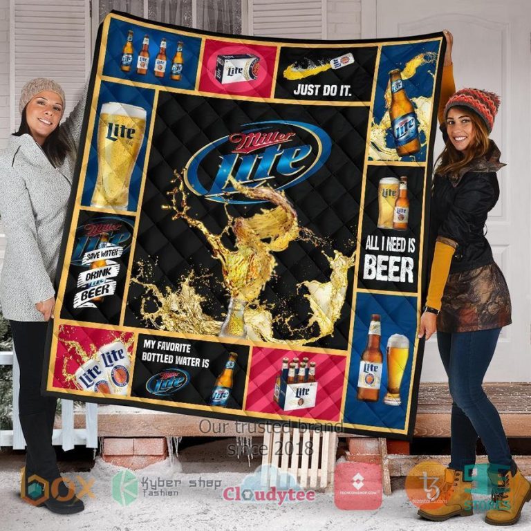 miller lite all i need is beer quilt blanket 1 75186