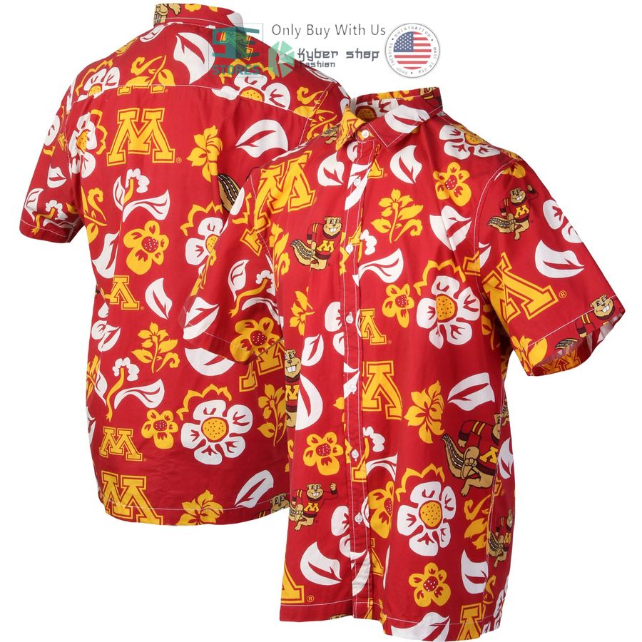 minnesota golden gophers wes willy floral maroon hawaiian shirt 1 80713