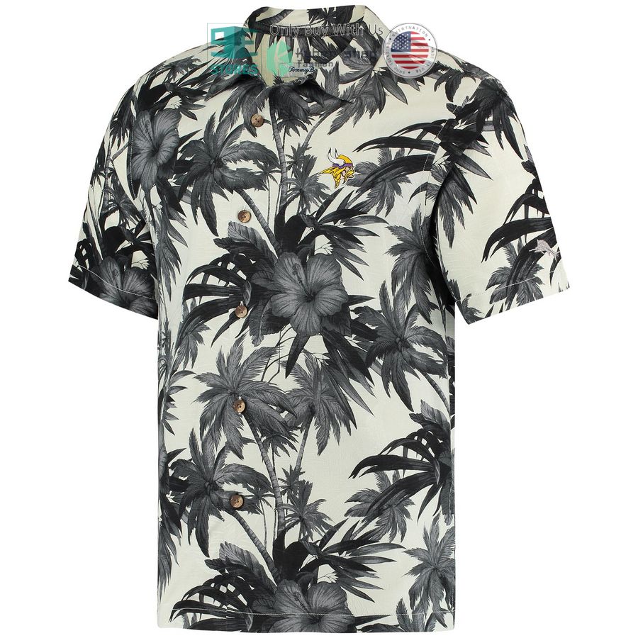 minnesota vikings tommy bahama sport harbor island hibiscus camp black hawaiian shirt 2 60065