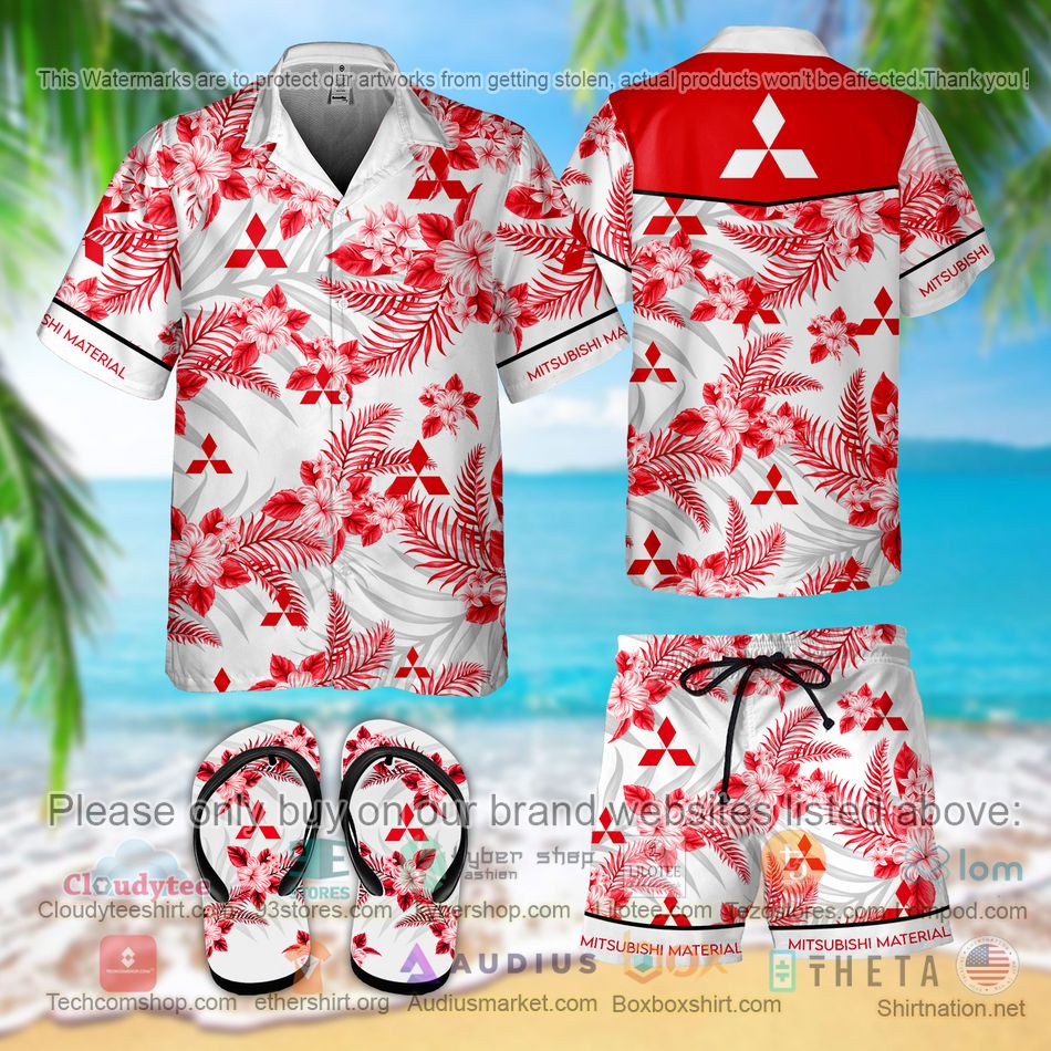 mitsubishi materials hawaiian shirt shorts 1 23526