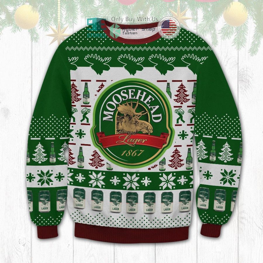 moosehead lager 1867 green christmas sweatshirt sweater 1 41985