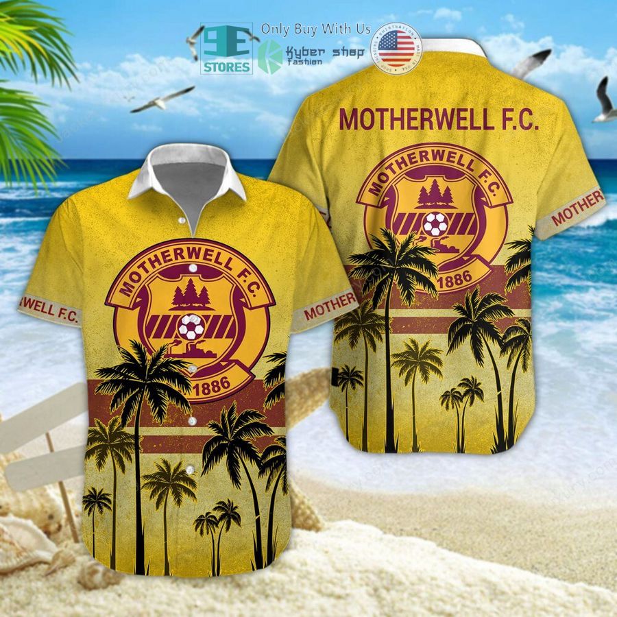 motherwell football club yellow hawaii shirt shorts 1 77070