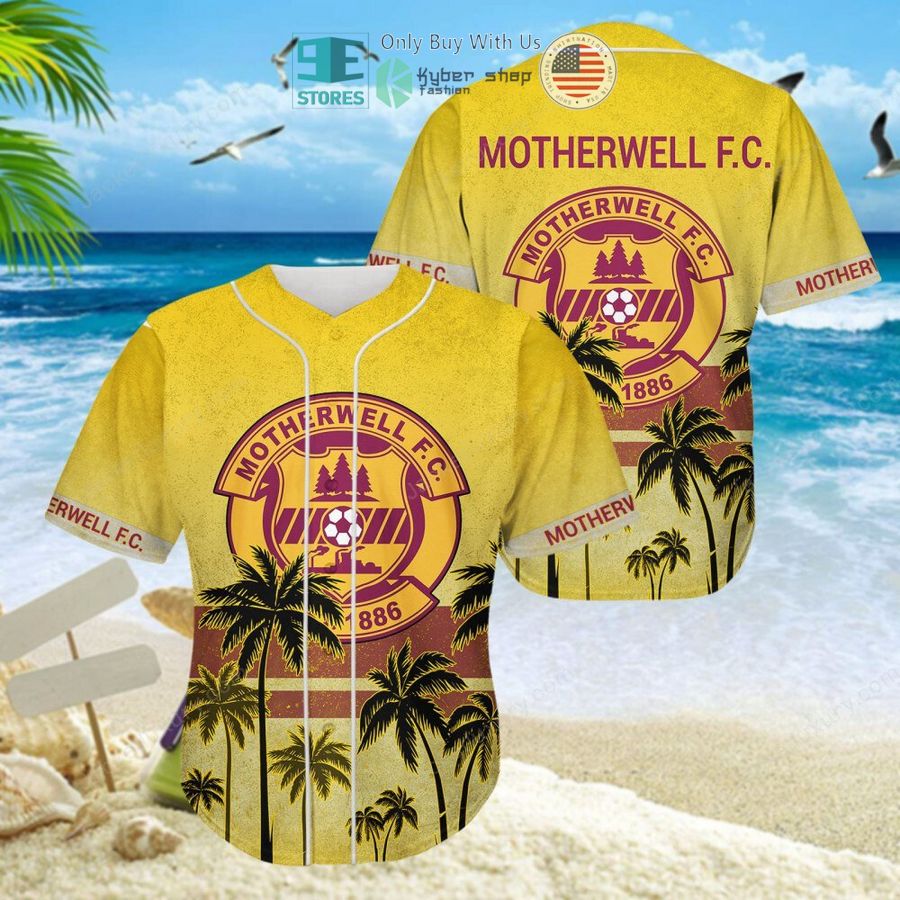 motherwell football club yellow hawaii shirt shorts 10 82329