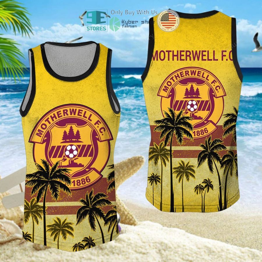motherwell football club yellow hawaii shirt shorts 11 65964