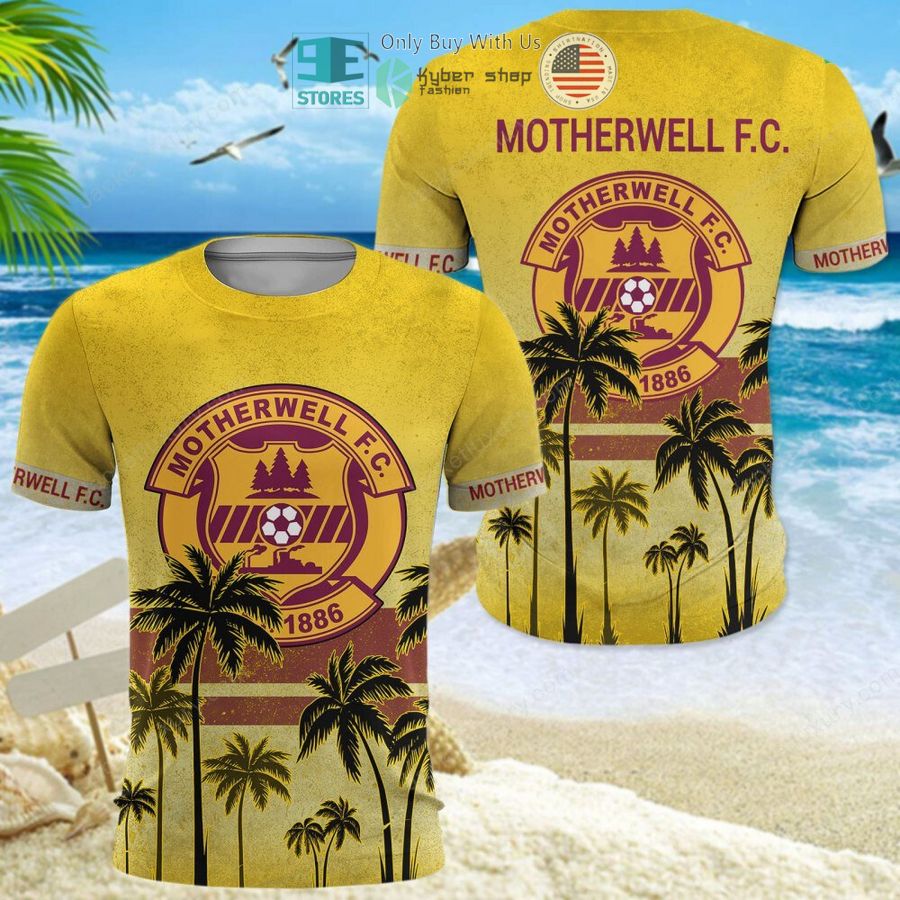 motherwell football club yellow hawaii shirt shorts 16 7730