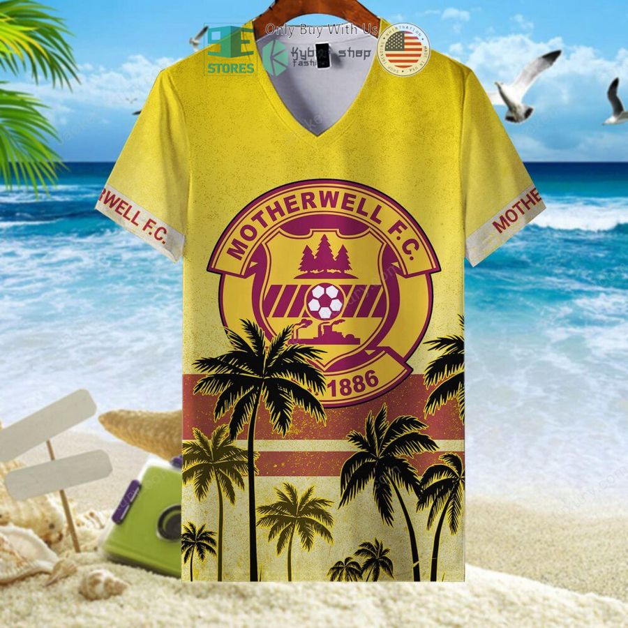 motherwell football club yellow hawaii shirt shorts 7 34290
