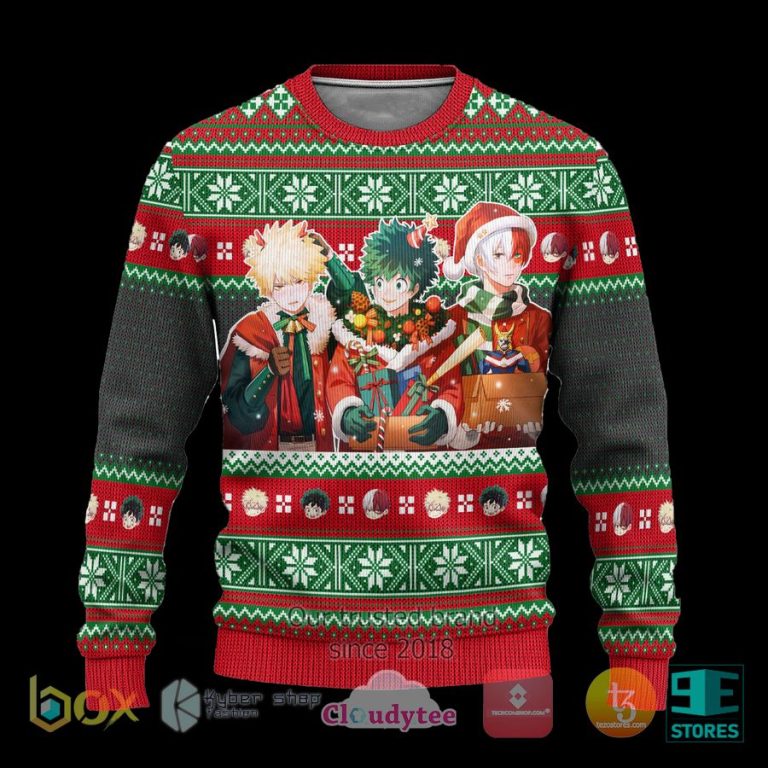 my hero academia anime xmas ugly christmas sweater 1 1681