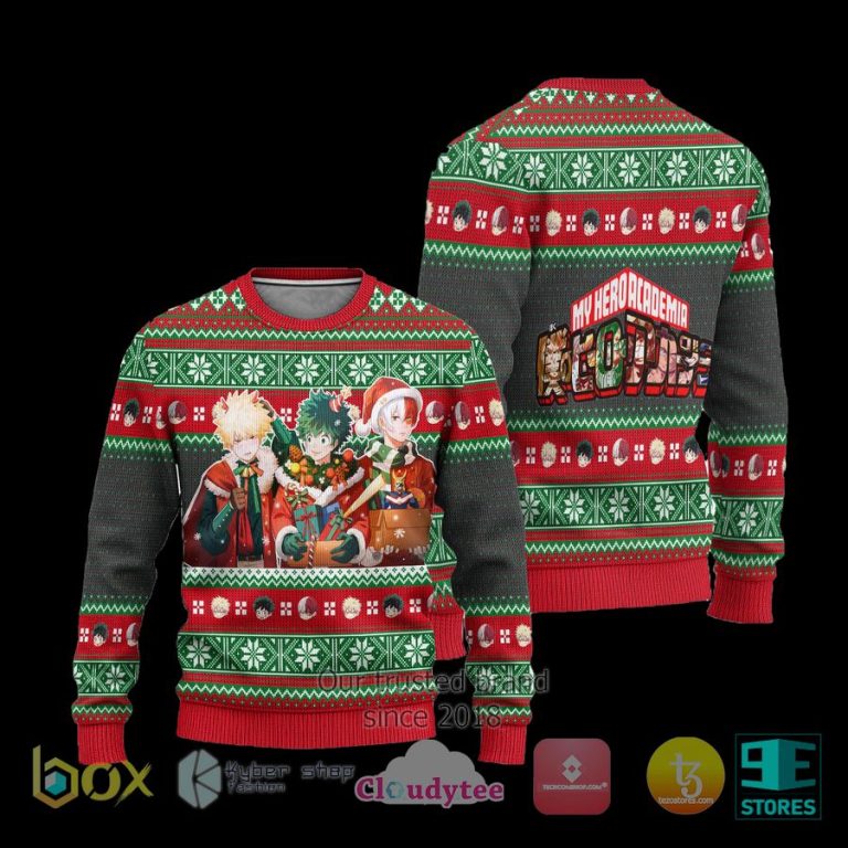 my hero academia anime xmas ugly christmas sweater 3 89887