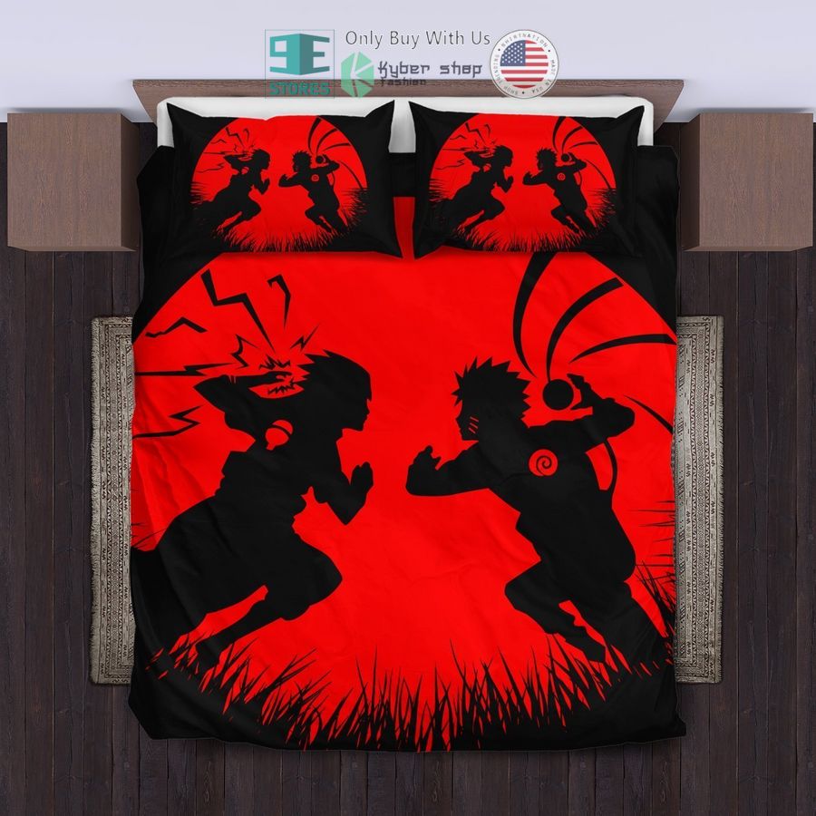 naruto versus sasuke black red bedding set 1 92200