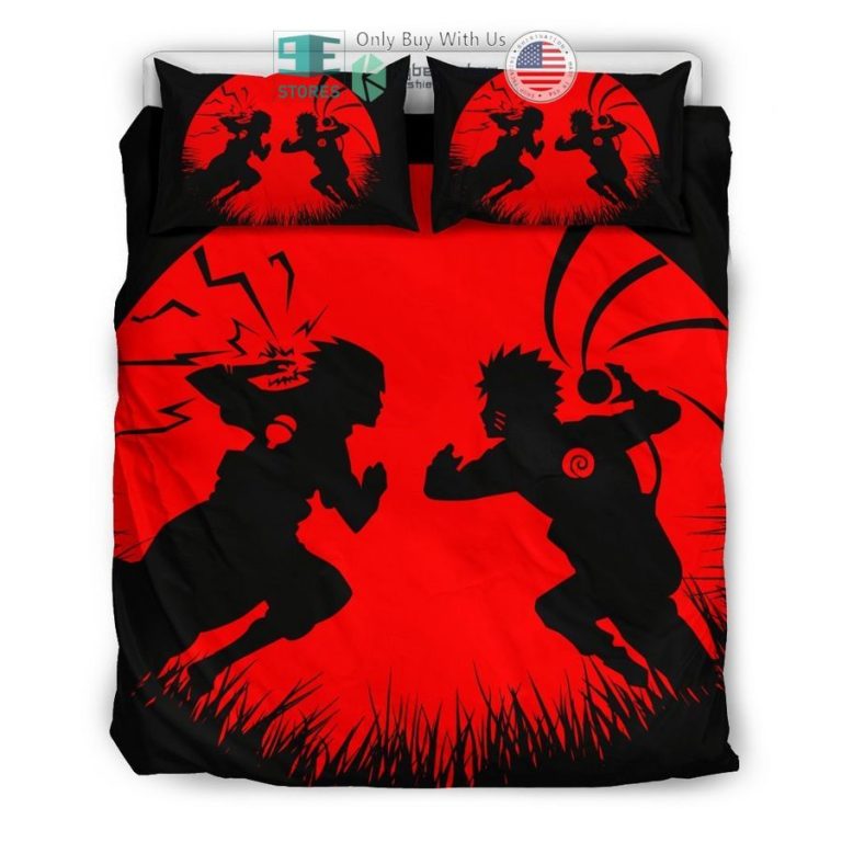 naruto versus sasuke black red bedding set 3 19828