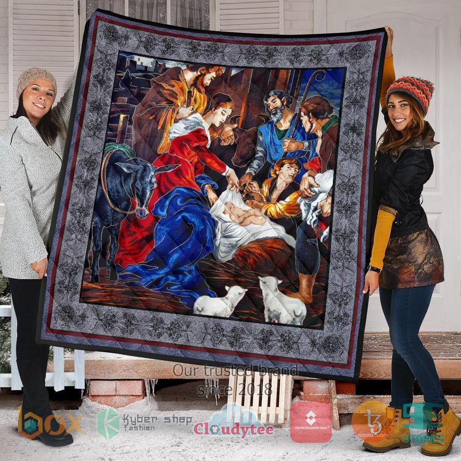 nativity christmas scene xmas quilt blanket 1 97376