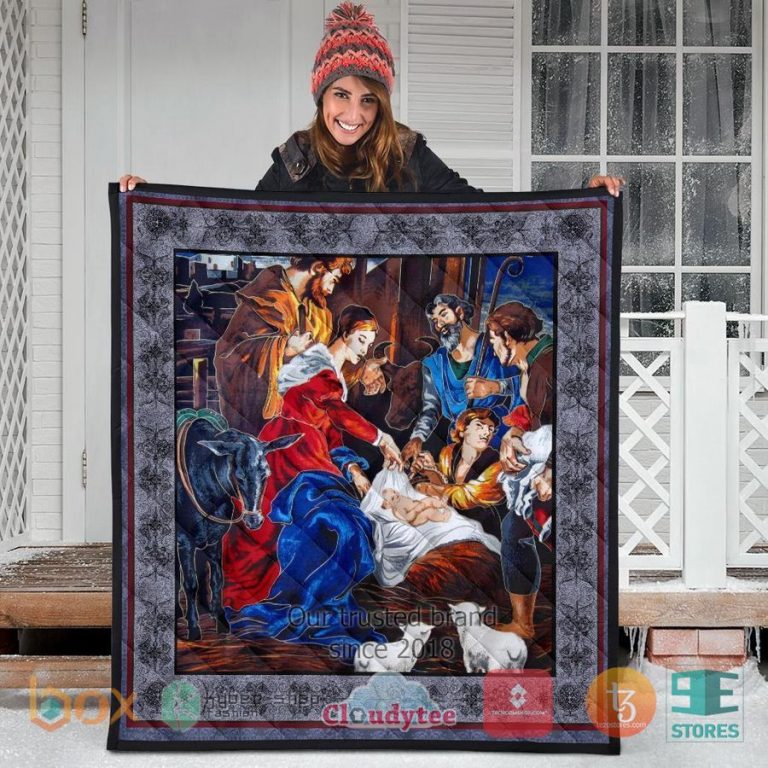 nativity christmas scene xmas quilt blanket 3 10730