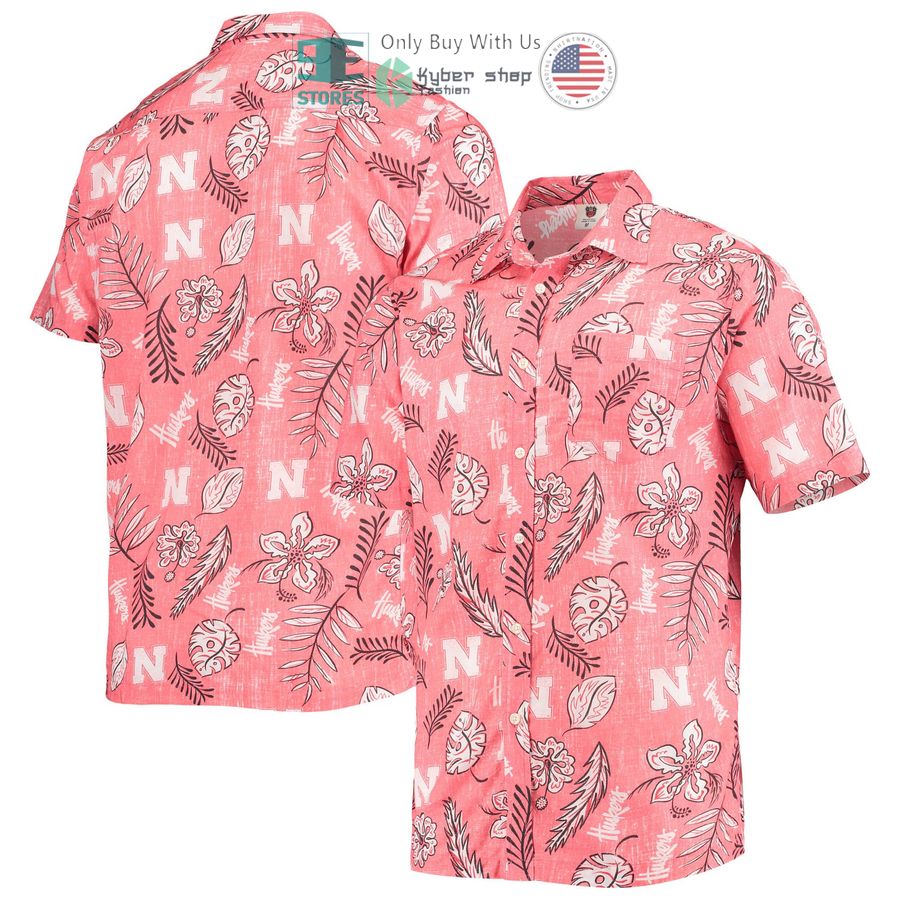 nebraska huskers wes willy vintage floral scarlet hawaiian shirt 1 29180