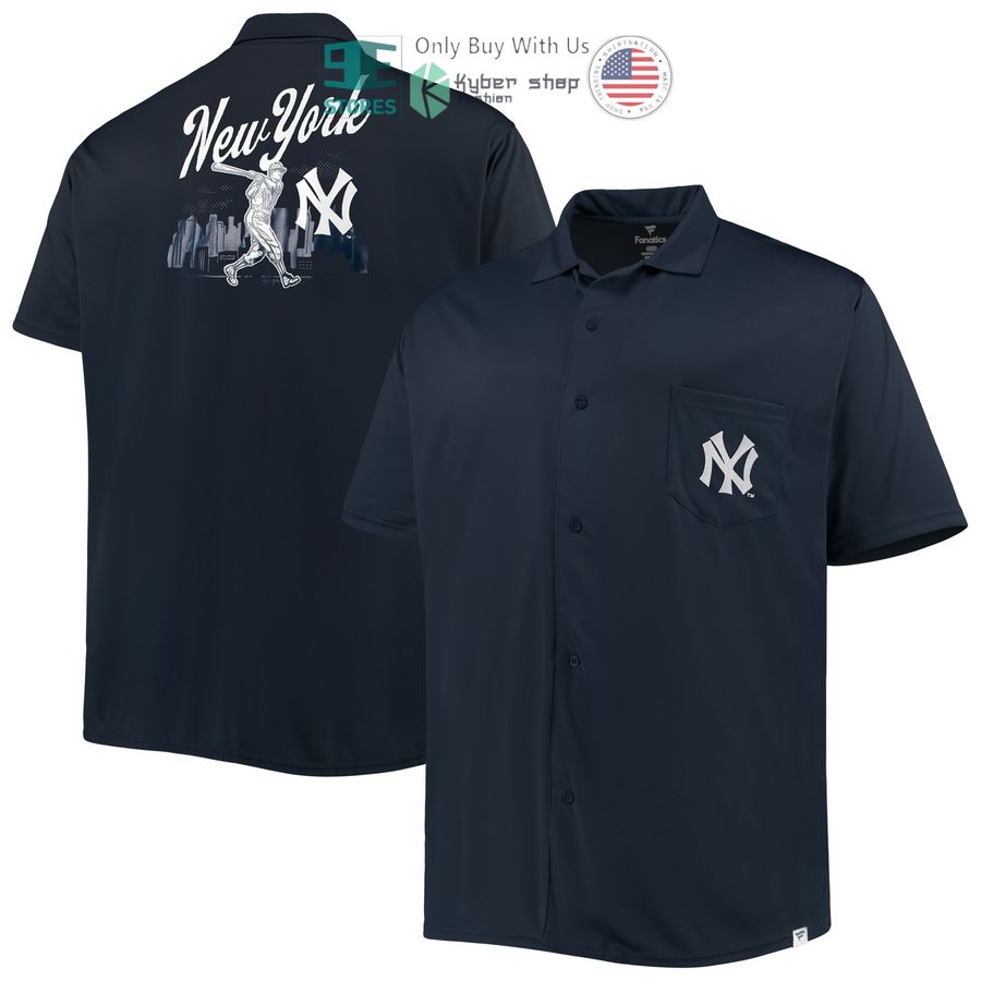 new york yankees big tall navy hawaiian shirt 1 87254
