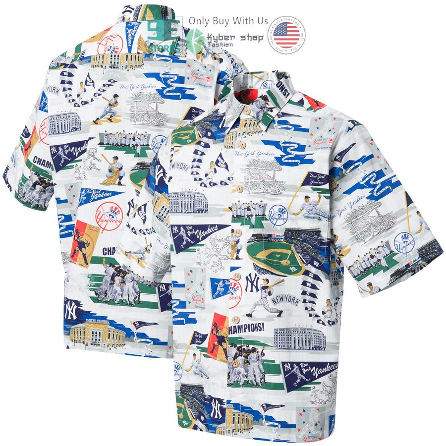 new york yankees reyn spooner scenic white hawaiian shirt 1 94030