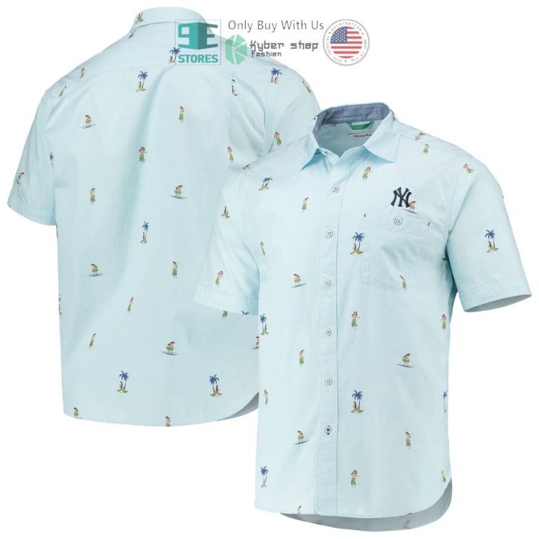 new york yankees tommy bahama hula all day light blue hawaiian shirt 1 73597