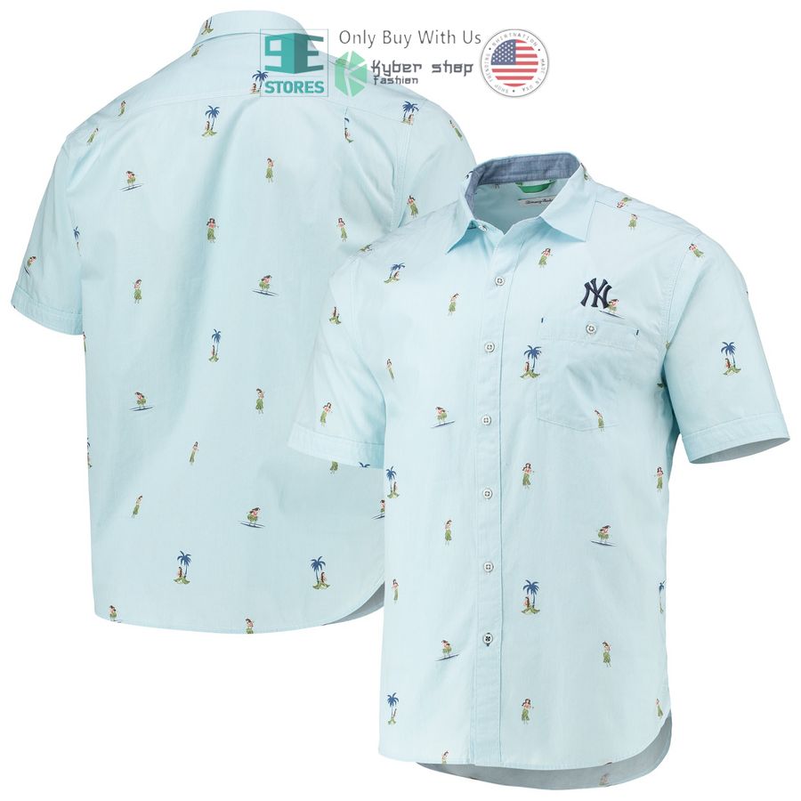 new york yankees tommy bahama hula all day light blue hawaiian shirt 1 73597