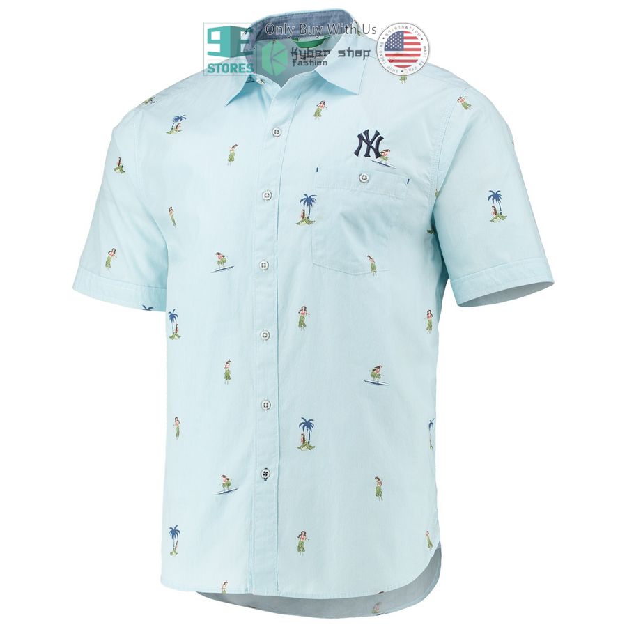 new york yankees tommy bahama hula all day light blue hawaiian shirt 2 91214
