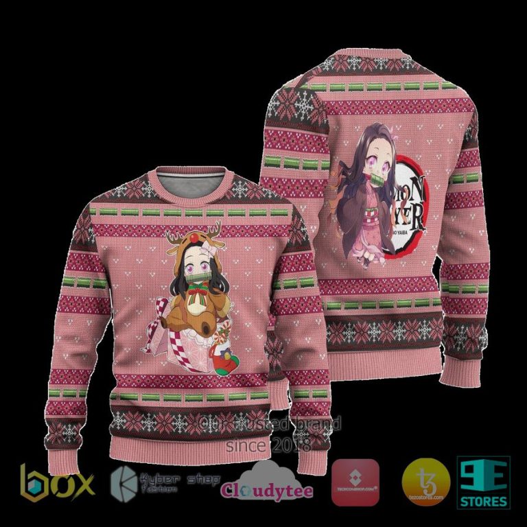 nezuko demon slayer anime ugly christmas sweater 3 62379