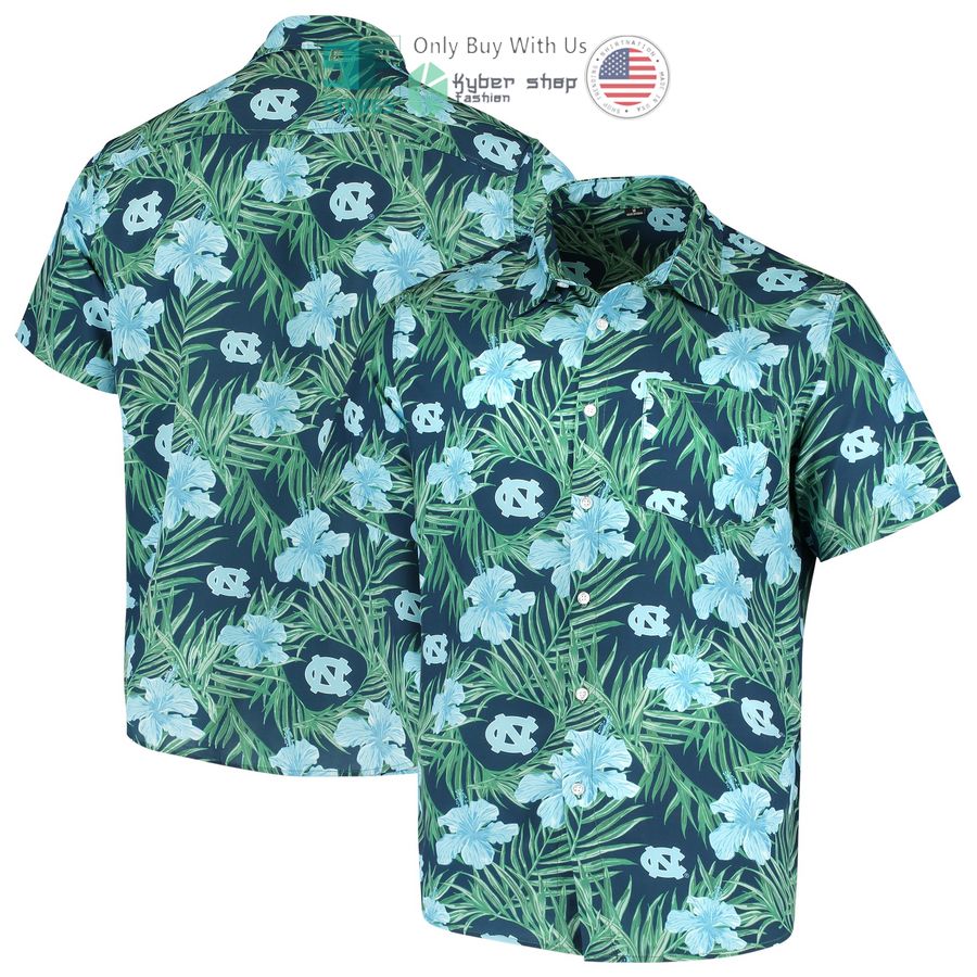 north carolina tar heels floral carolina blue hawaiian shirt 1 28042