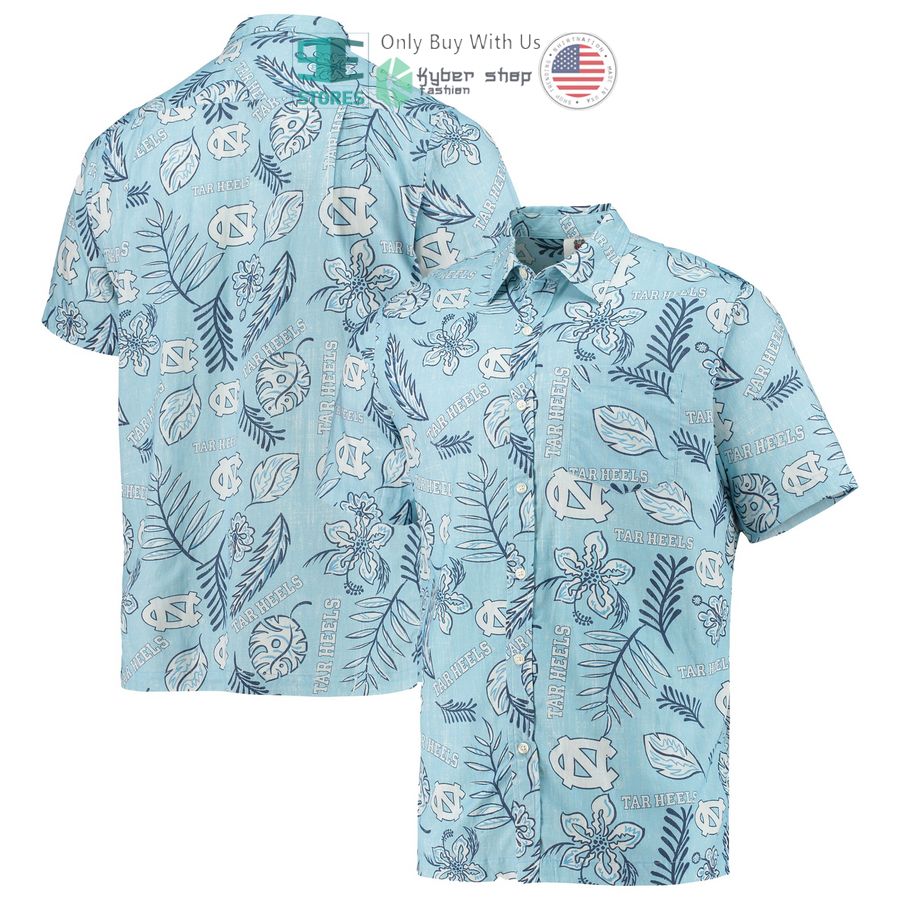 north carolina tar heels wes willy vintage floral carolina blue hawaiian shirt 1 62988