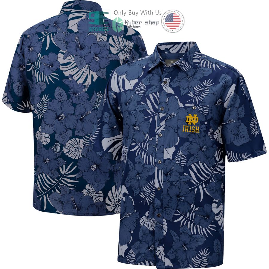 notre dame fighting irish colosseum the dude camp navy hawaiian shirt 1 90374