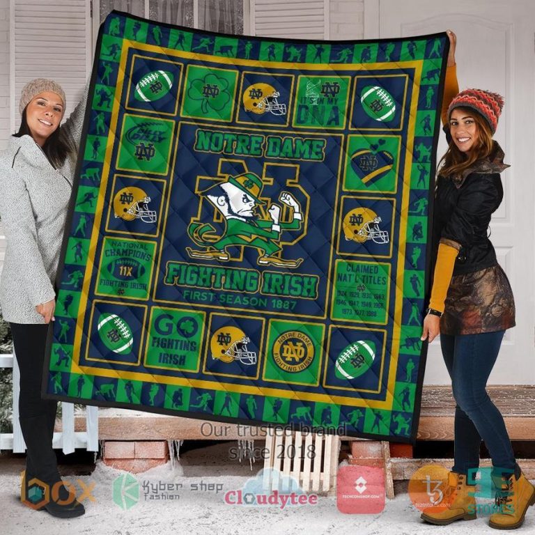 notre dame fighting irish quilt blanket 2 13190