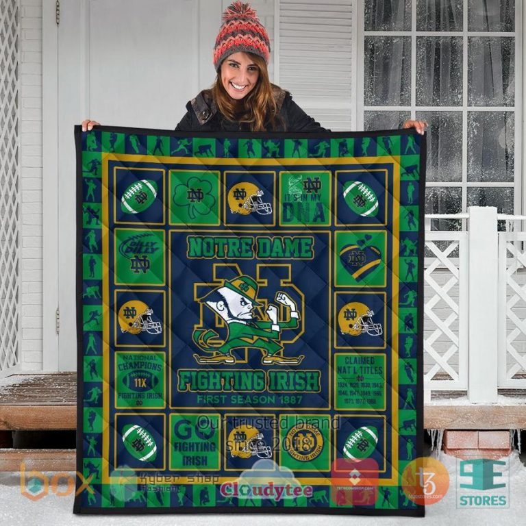 notre dame fighting irish quilt blanket 3 88179